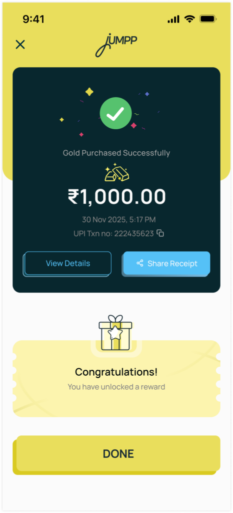 Confirm payment to complete gold purchase